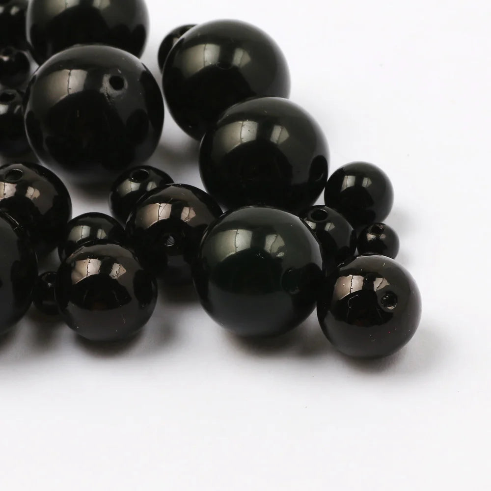 3-20mm ABS Acrylic Imitation Pearl Round Black Loose Spacer Beads For Jewelry Making Diy Charm Necklace Bracelet Accessories