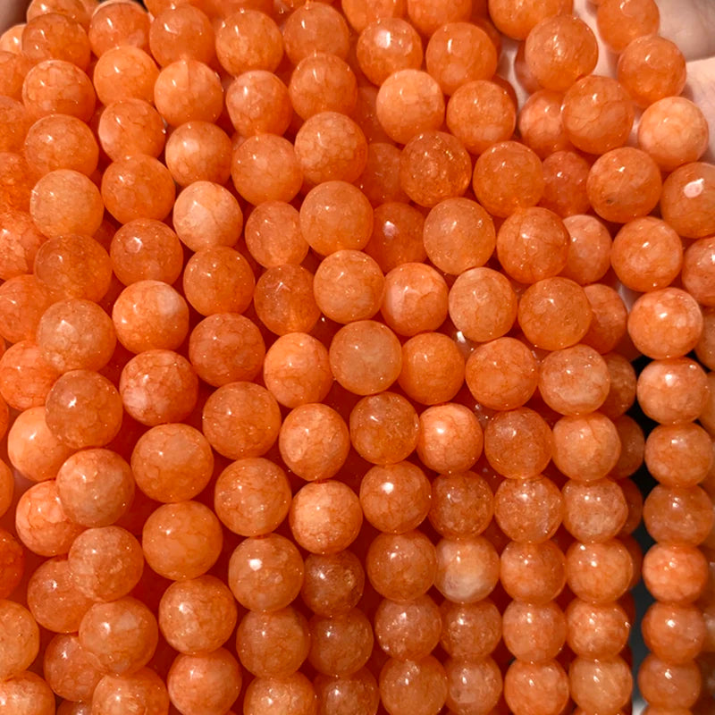 4/6/8/10/12mm Natural Faceted Orange Jades Chalcedony Stone Beads Round Loose Beads for Jewelry Making Bracelets 15" Strands