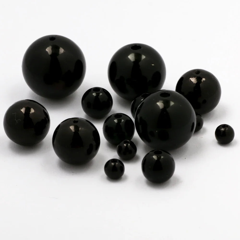 3-20mm ABS Acrylic Imitation Pearl Round Black Loose Spacer Beads For Jewelry Making Diy Charm Necklace Bracelet Accessories