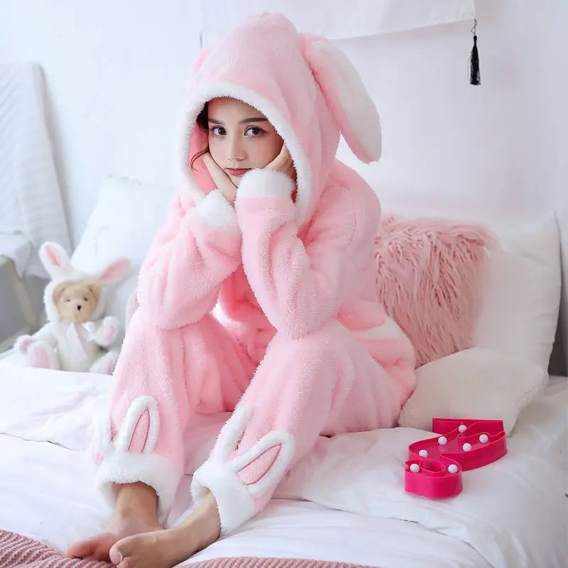 Winter Thick Warm Flannel Pajamas Sets For Women Sleepwear Home Clothing Pajama Home Wear Pyjamas Set