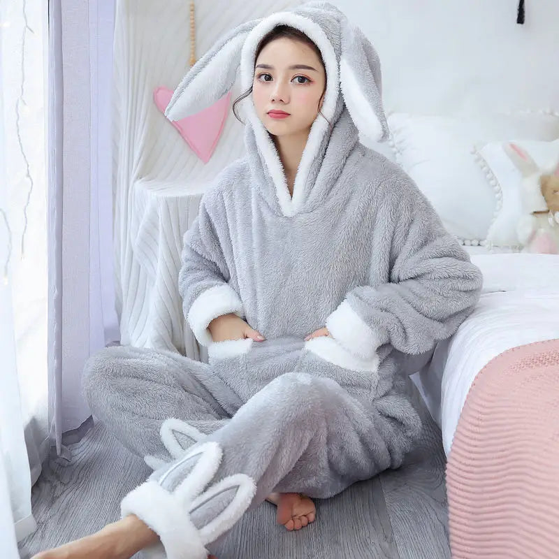 Winter Thick Warm Flannel Pajamas Sets For Women Sleepwear Home Clothing Pajama Home Wear Pyjamas Set