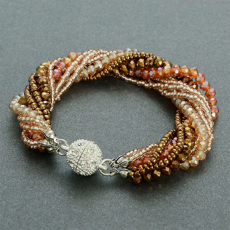 Miasol Fashion Multiple Layer Strands Crystal Seed Beads Charm Magnetic Bracelets Summer Jewelry B1470