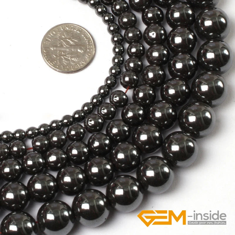 A Grade Round Hematite Beads With Magnetic Natural Stone Beads Magnetite DIY Accessorries Beads For Jewelry Making Strand 15inch