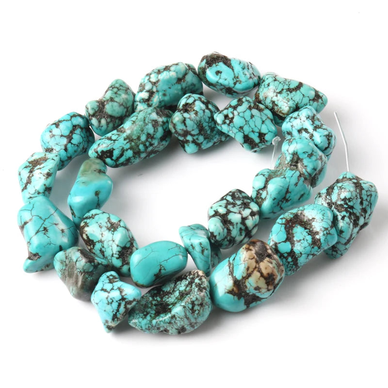 14x17-16x23mm Natural Stone Blue Turquoises Nugget Beads for Jewelry Making Diy Bracelet Necklace Wholesale Perles Accessories