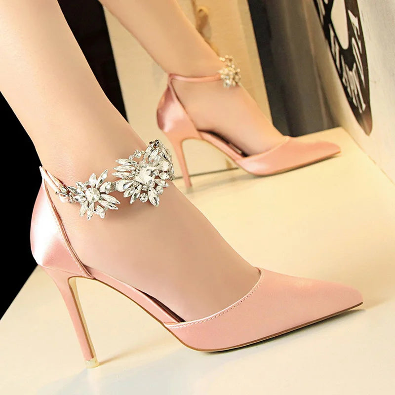 Women Heels Sexy High Heels Women Pumps Womens Shoes Heels Ladies Shoes Woman Heels Wedding Party Shoes Crystal Floral Stiletto