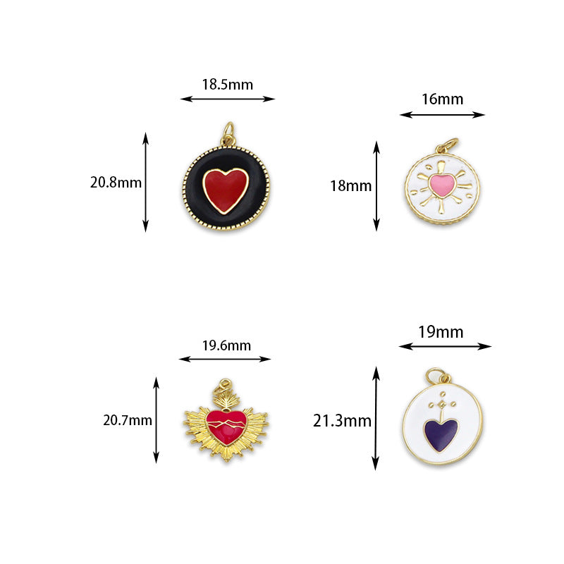 Diy Material Jewelry Accessories Love Round Brand Peach Heart Hanging Piece Pendant