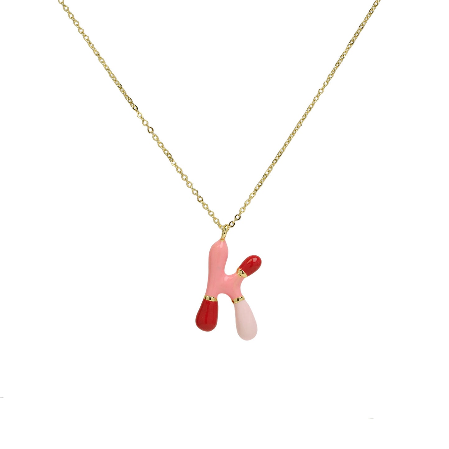 Brass Epoxy Capsule 26 Letter Necklace For Women Initial Alphabet Pendant Necklace Fashion Link Chain Jewelry Gifts