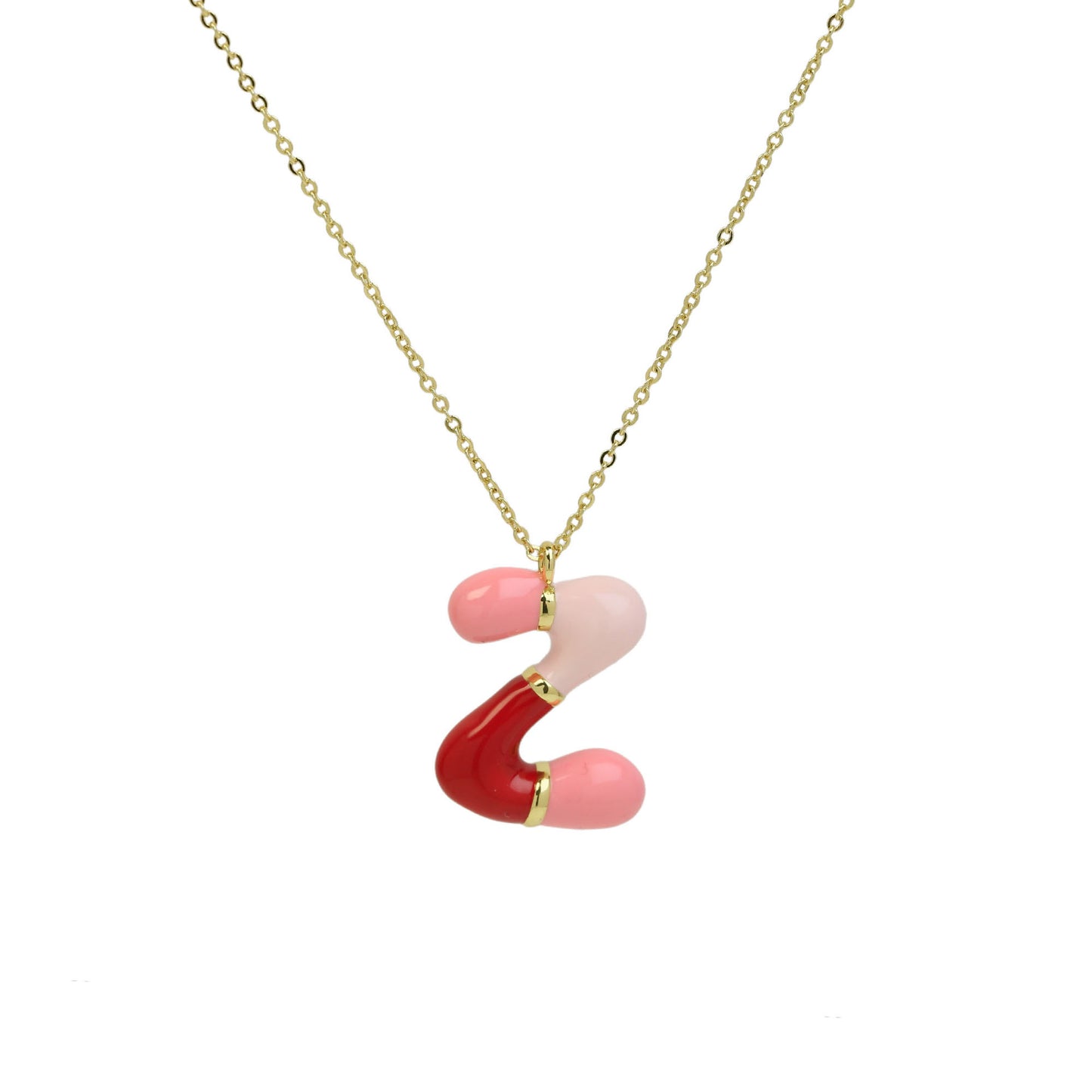 Brass Epoxy Capsule 26 Letter Necklace For Women Initial Alphabet Pendant Necklace Fashion Link Chain Jewelry Gifts