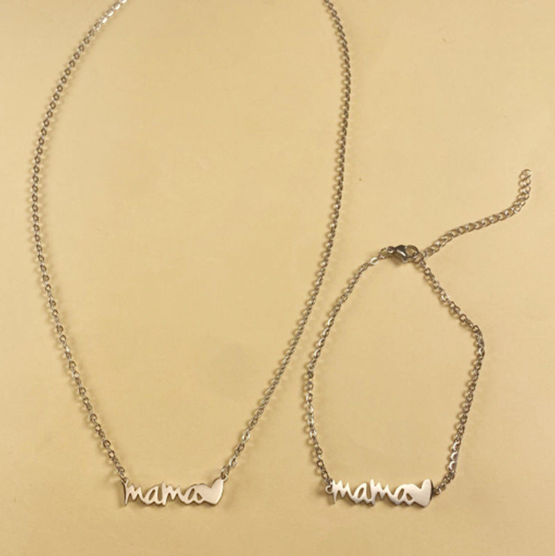 Stainless Steel Letter Necklace Bracelet Jewelry