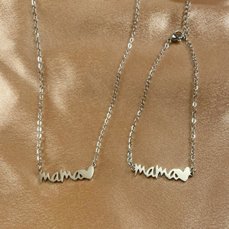 Stainless Steel Letter Necklace Bracelet Jewelry