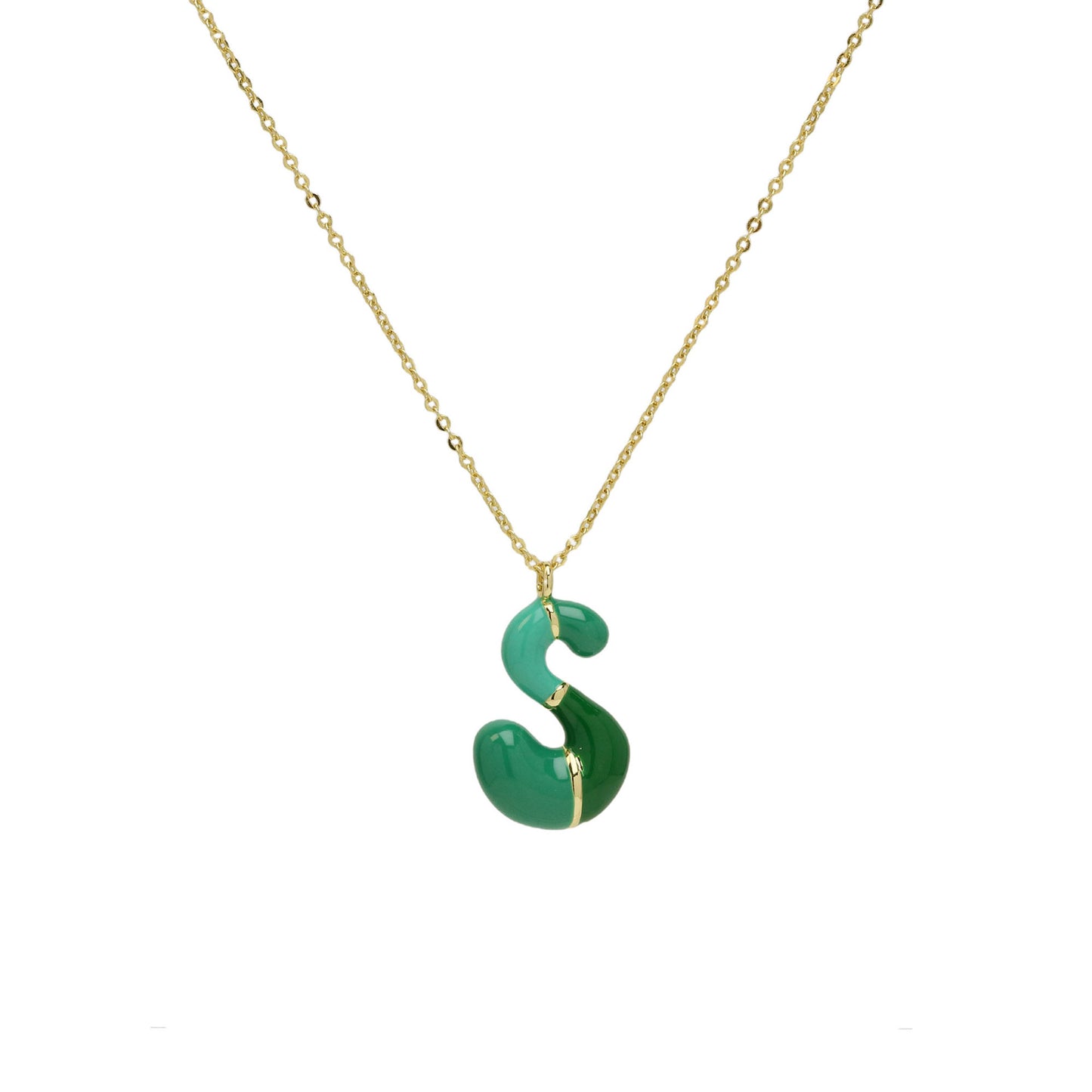 Brass Epoxy Capsule 26 Letter Necklace For Women Initial Alphabet Pendant Necklace Fashion Link Chain Jewelry Gifts