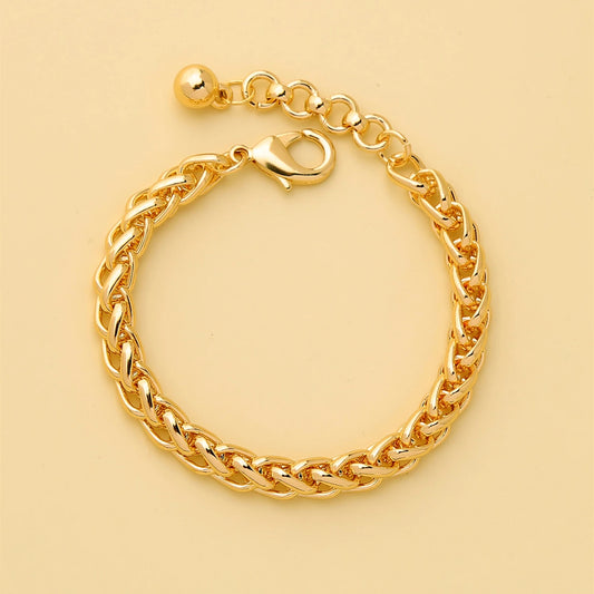 kissme Simple Style Gold Color Alloy Cuff Chains Bracelets For Men Women Unisex Cuba Chains Fashion Jewelry