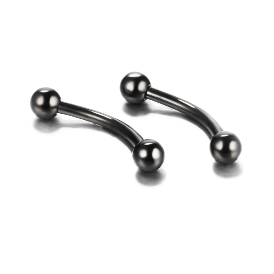 8PCS Eyebrow Piercing Jewelry Curved Barbell with Ball/Spike Kit Eyebrow Tragus Lip Ring 16 Gauge 6/8/10/12mm Black