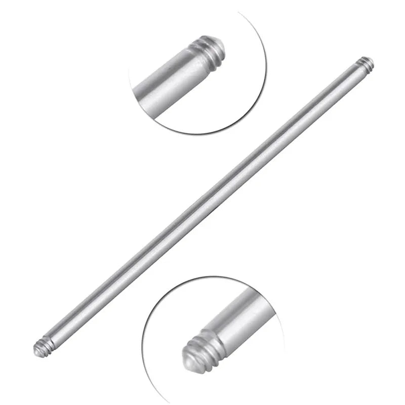 10PCS 4-42mm 316L Surgical Steel Straight Piercing Barbell Tongue Ring Replacement Accessories Ear Helix Piercing Jewelry 14/16G