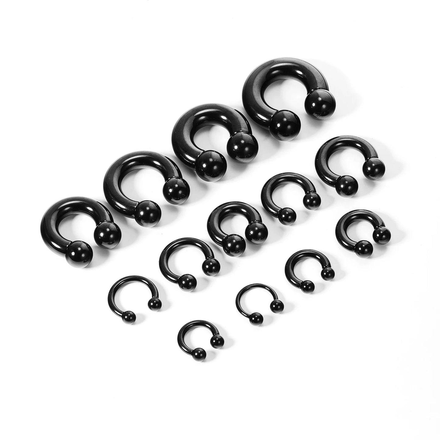 ZS 1PC Black Captive Bead Ring Surgical Steel BCR Septum Piercing Rings Large Size Hoop Earring Expander Gauge Nose Earrings