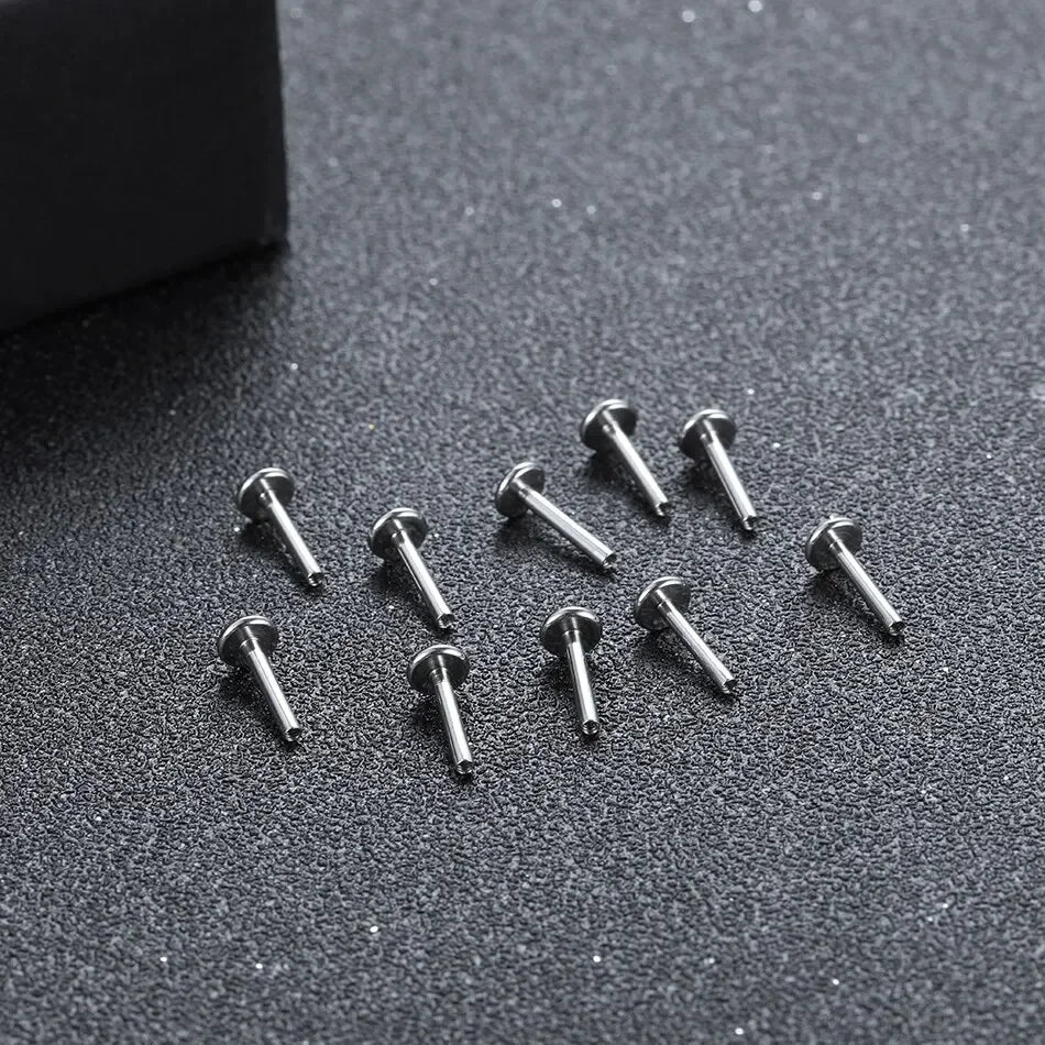 10PCS G23 Titanium Labret 16G 18G 4/14mm Rod Internal Thread Plug Septum Ear Lips Nose Piercing Tragus Body Jewelry Accessories