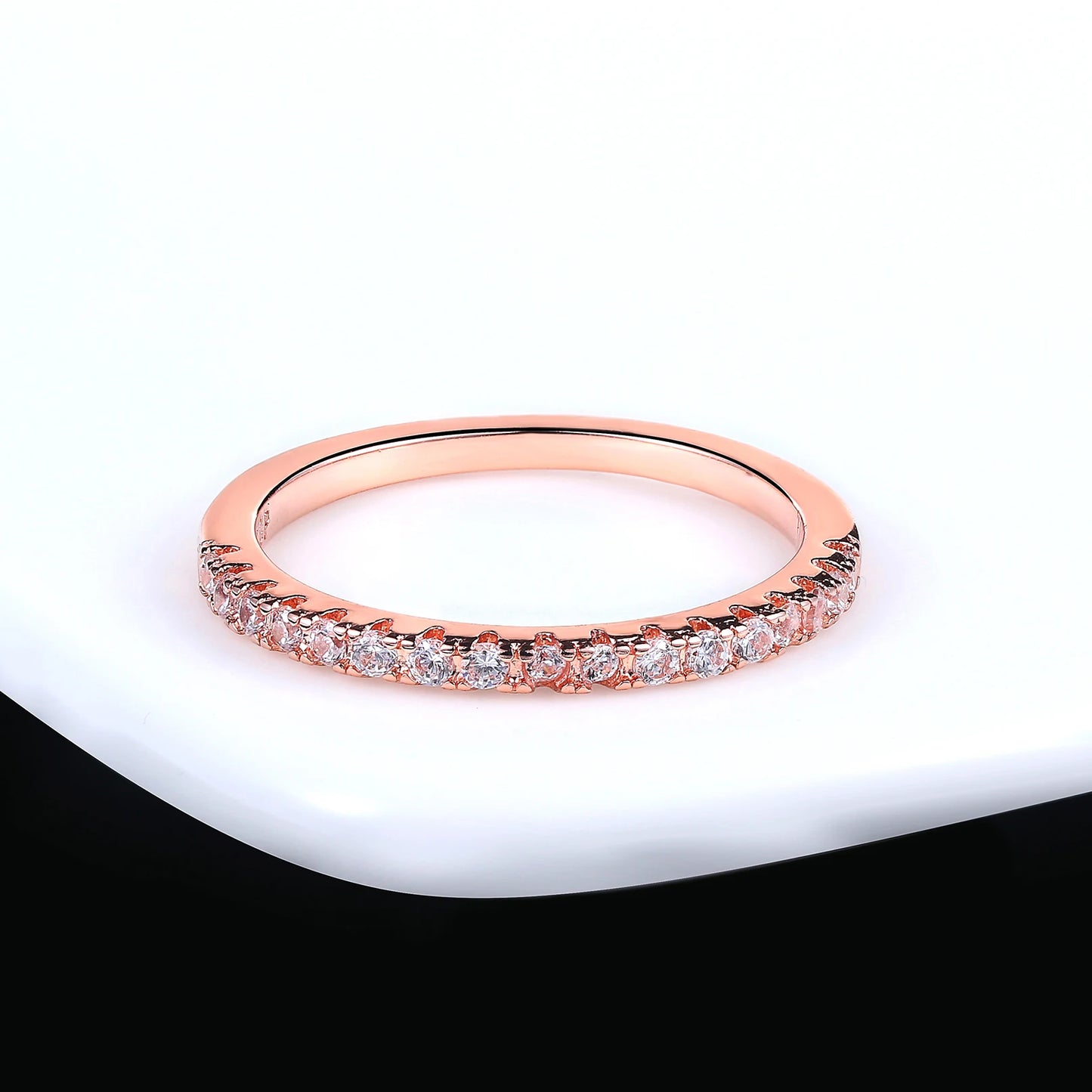 Minimalist Wedding Engagement Rings For Women Slim Thin Dainty Ring Crystal Micro Pave Cubic Zirconia Jewelry For Girls R133