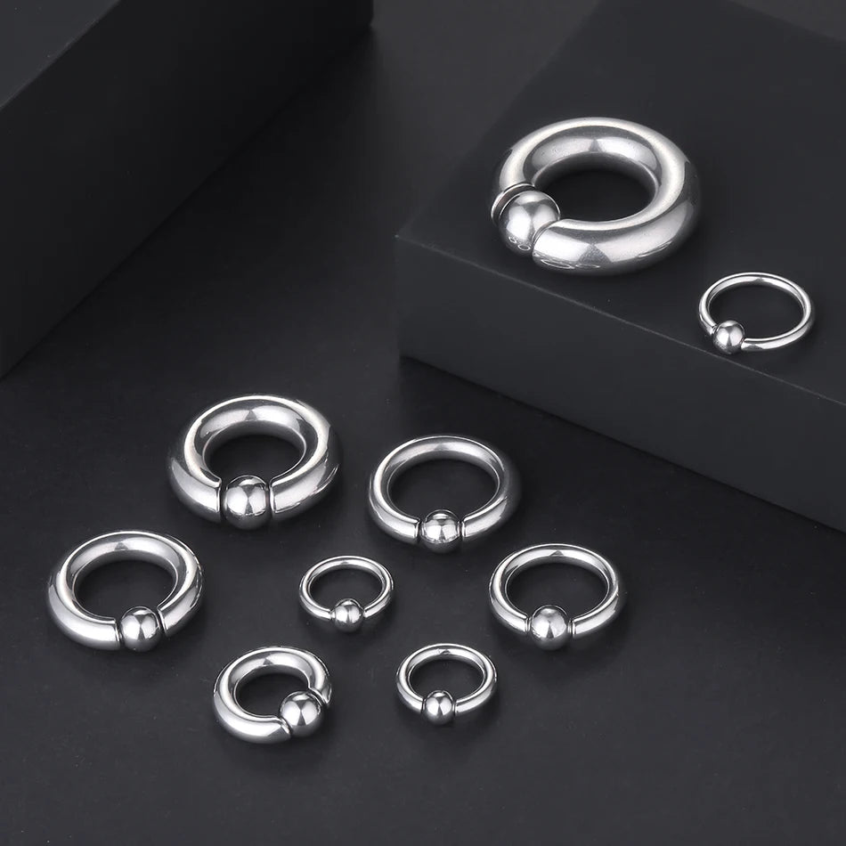 Stainless Steel Horseshoe Circular Barbell Piercing Septum Nose Ring Captive Bead Ring Earring Piercing Jewelry 12G-00G