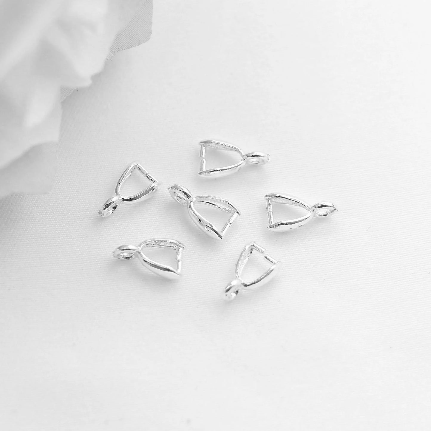 100PCS Wholesale 925 Sterling Silver Jewelry Findings Bail Connector Bale Pinch Bail Pendant Linker