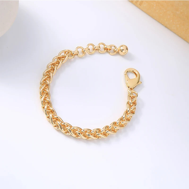 kissme Simple Style Gold Color Alloy Cuff Chains Bracelets For Men Women Unisex Cuba Chains Fashion Jewelry