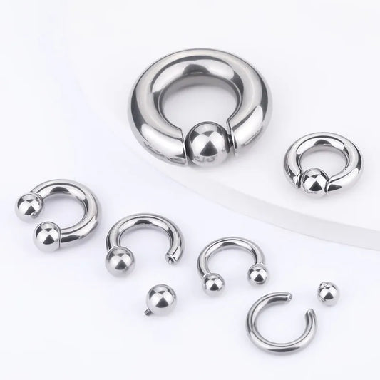 Stainless Steel Horseshoe Circular Barbell Piercing Septum Nose Ring Captive Bead Ring Earring Piercing Jewelry 12G-00G