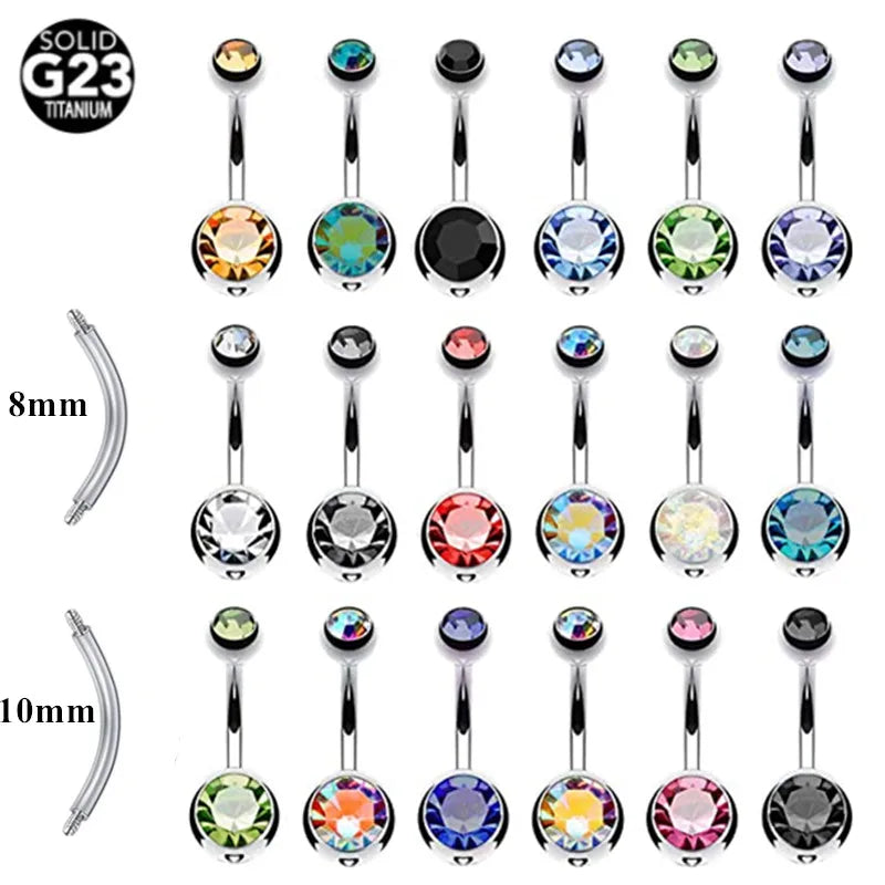 G23 Titanium Piercing Belly Button Piercing 14G Crystal Navel Barbell Sexy Belly Piercing Jewelry Cz Belly Ring Piercing Ombligo