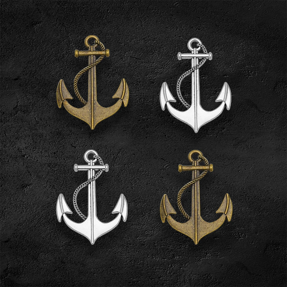 10pcs/lot--55x40mm Antique Silver Plated Anchor Charms Ocean Pendants DIY Necklace Supplies Jewelry Making Finding Accessories