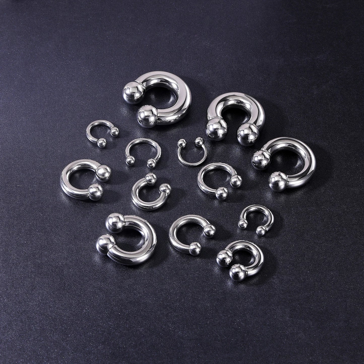 ZS 1PC Black Captive Bead Ring Surgical Steel BCR Septum Piercing Rings Large Size Hoop Earring Expander Gauge Nose Earrings