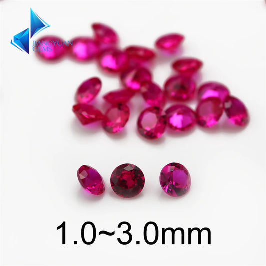 Size 1.0mm~3.0mm 1.25# 3# 5# 8# Red Stone Round Cut Synthetic Gemstone for Jewelry