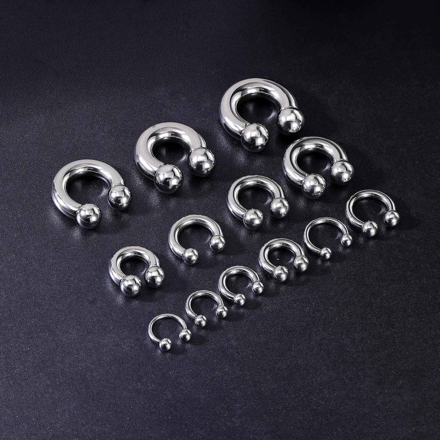 ZS 1PC Black Captive Bead Ring Surgical Steel BCR Septum Piercing Rings Large Size Hoop Earring Expander Gauge Nose Earrings