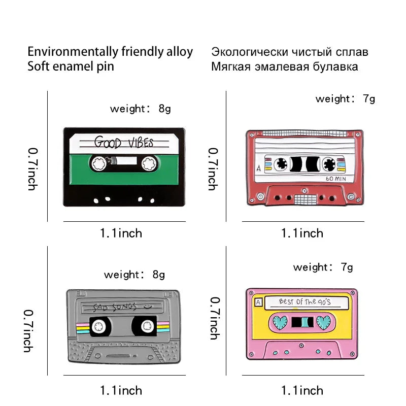 Musical Instrument Serie Enamel Pin Tape Piano Guitar Recorder Earphone Phonograph Music Brooch Lapel Badge Fashion Jewelry Gift