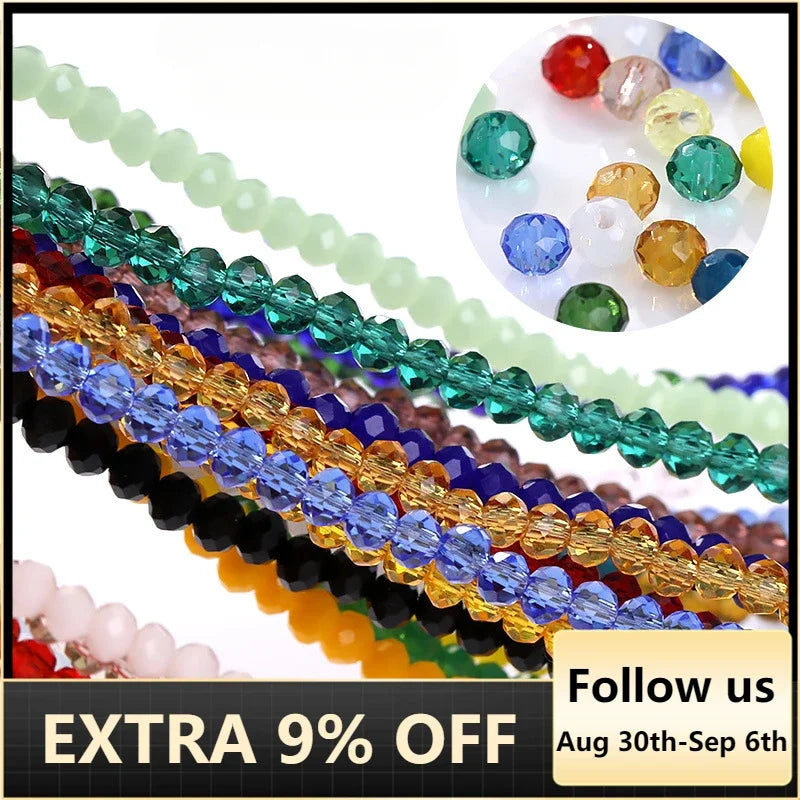 Wholesale 50pcs/Lot Rondelle Austria Crystal Beads Faceted Glass Beads Loose Spacer Beads For Jewelry Making DIY Bracelet  4*6mm