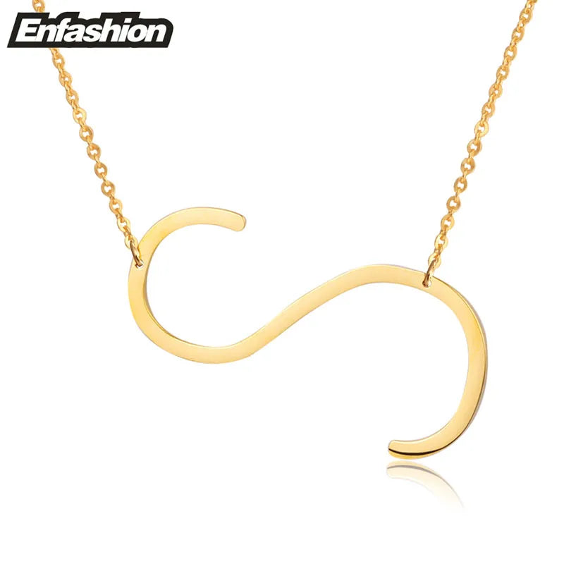 EnFashion Letter Necklaces Alphabet Initial Pendants Necklace Gold Color Stainless Steel Choker Necklace for Women Jewelry