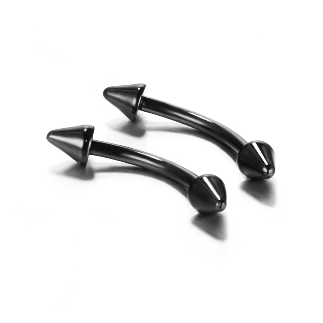 8PCS Eyebrow Piercing Jewelry Curved Barbell with Ball/Spike Kit Eyebrow Tragus Lip Ring 16 Gauge 6/8/10/12mm Black