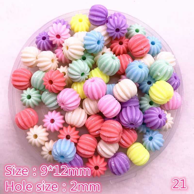 50pcs/lot Multicolour Acrylic Large Hole Beads for Children Children Beads for Jewelry Making DIY Handmade Bracelets Necklace