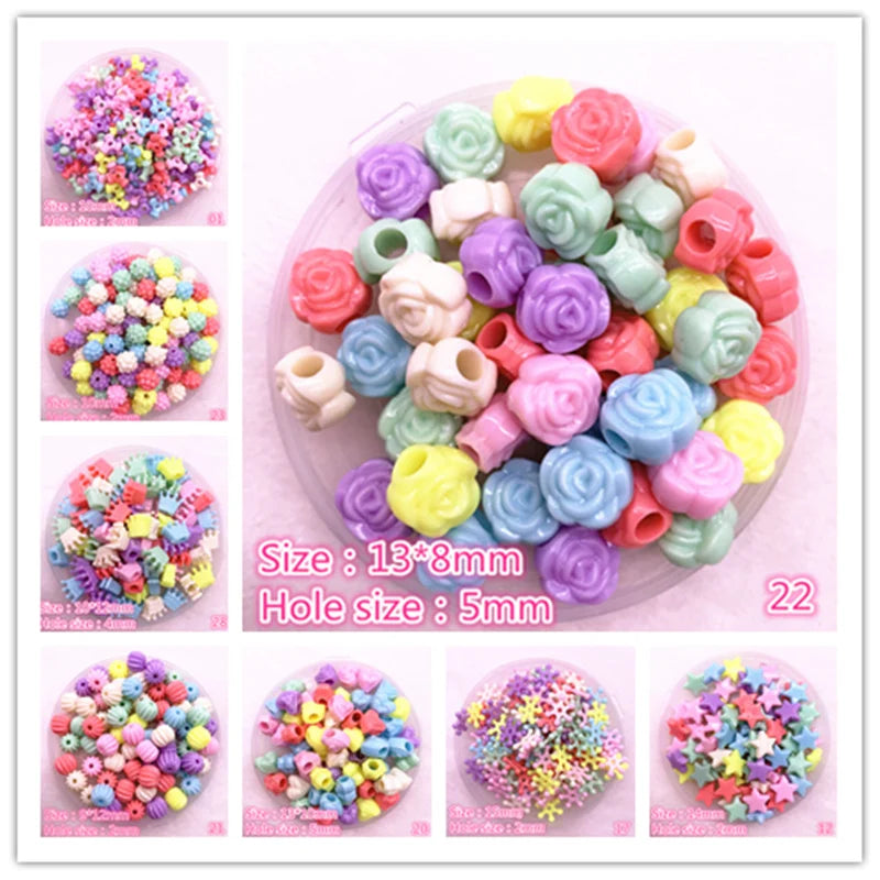 50pcs/lot Multicolour Acrylic Large Hole Beads for Children Children Beads for Jewelry Making DIY Handmade Bracelets Necklace