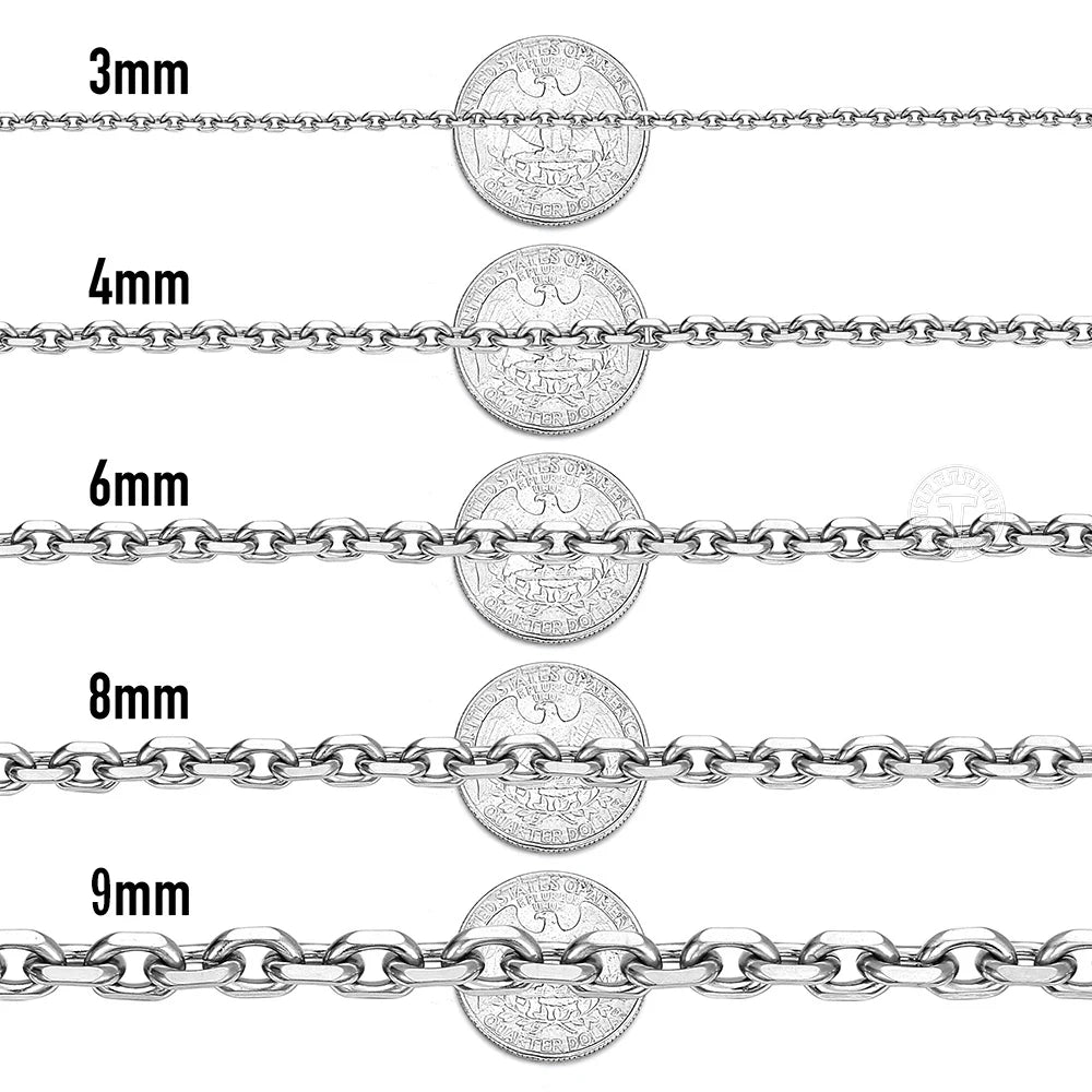 Davieslee Stainless Steel Necklace for Men Women Rolo Link Men's Chain Necklace Wholesale Jewelry 2.5/3/4/6/9mm DLKNM78