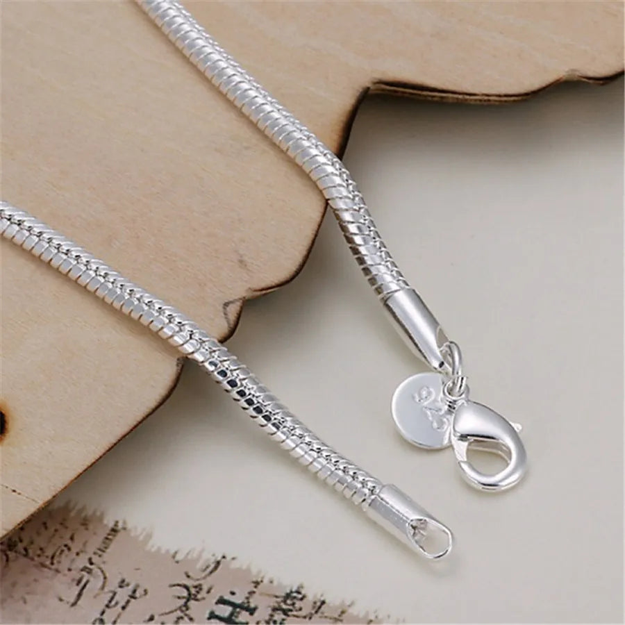 Silver Color 3MM Snake Cute Fashion Women Lady Chain Bracelets High Quality  Jewelry Christmas Gifts Stamped 925