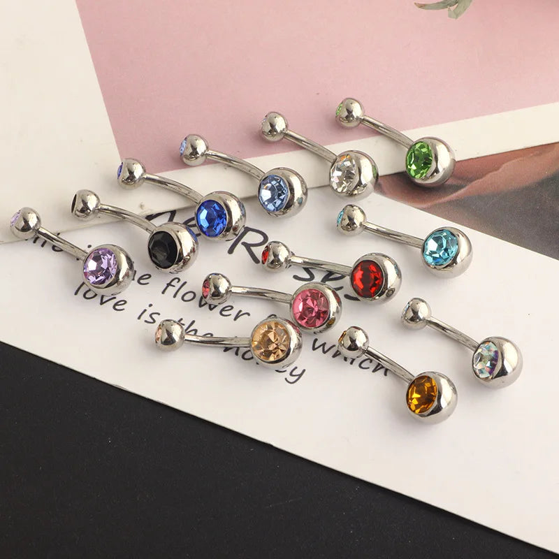 G23 Titanium Piercing Belly Button Piercing 14G Crystal Navel Barbell Sexy Belly Piercing Jewelry Cz Belly Ring Piercing Ombligo