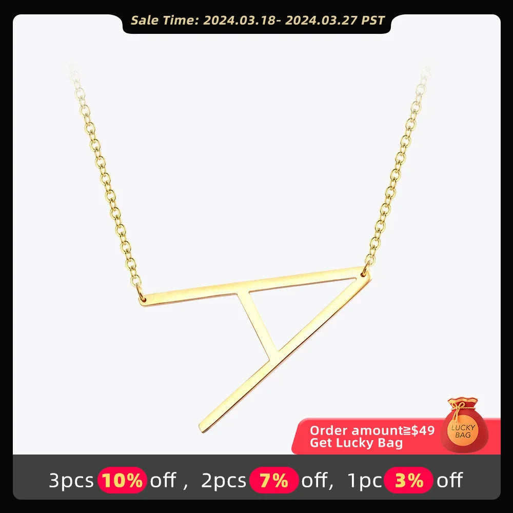 EnFashion Letter Necklaces Alphabet Initial Pendants Necklace Gold Color Stainless Steel Choker Necklace for Women Jewelry