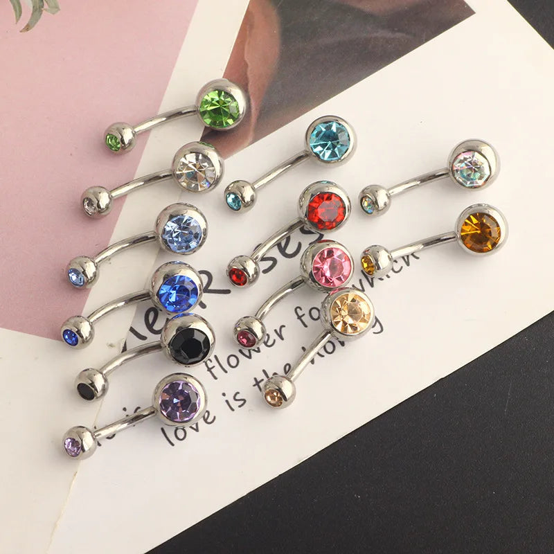 G23 Titanium Piercing Belly Button Piercing 14G Crystal Navel Barbell Sexy Belly Piercing Jewelry Cz Belly Ring Piercing Ombligo