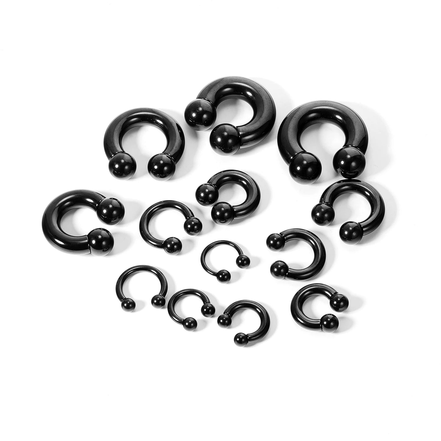 ZS 1PC Black Captive Bead Ring Surgical Steel BCR Septum Piercing Rings Large Size Hoop Earring Expander Gauge Nose Earrings