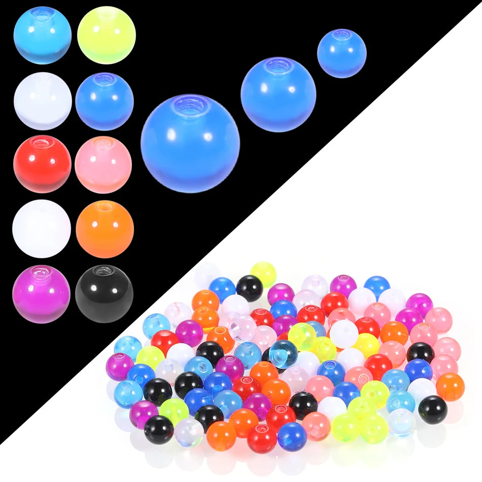 90-120pcs Colorful Acrylic Replacement Ball 3mm 5mm 6mm Tongue Piercing Balls Barbell Ear Eyebrow Piercing Ball Body Jewelry