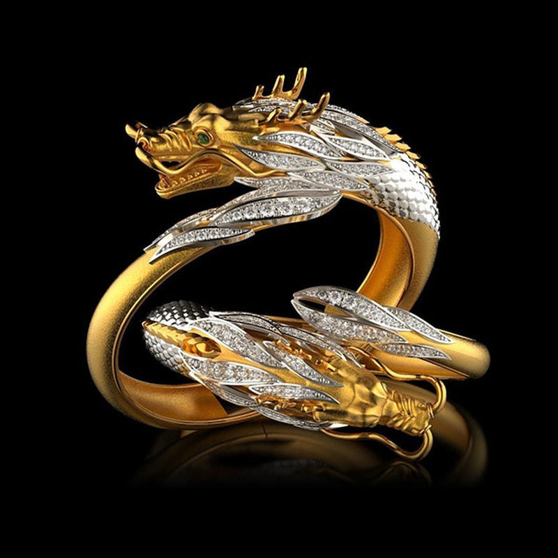 Hot Selling Exquisite Dragon Ring Fashion Myth Animal Carving Cool Ring Jewelry Ornament Accessories