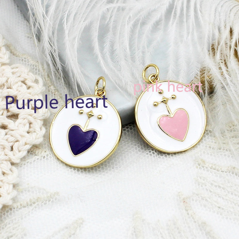 Diy Material Jewelry Accessories Love Round Brand Peach Heart Hanging Piece Pendant