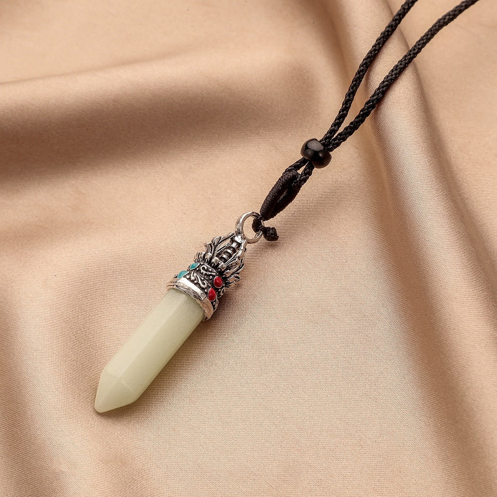 Fashion Jewelry Cylindrical Pearl Shaped Dragon Claw Glass Pendant Necklace