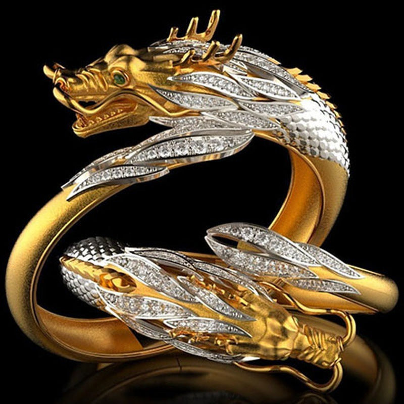 Hot Selling Exquisite Dragon Ring Fashion Myth Animal Carving Cool Ring Jewelry Ornament Accessories