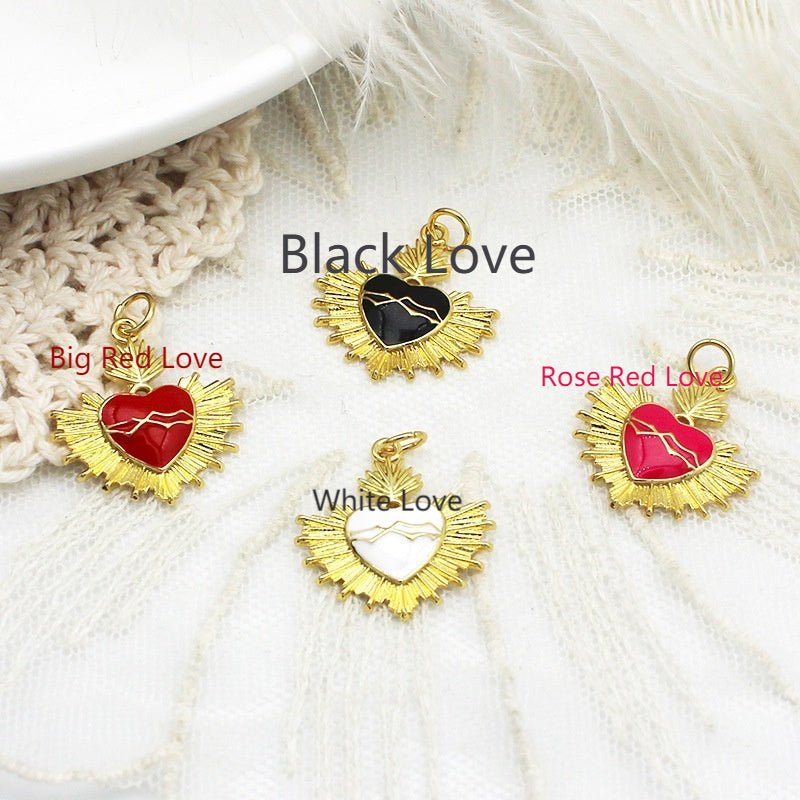 Diy Material Jewelry Accessories Love Round Brand Peach Heart Hanging Piece Pendant