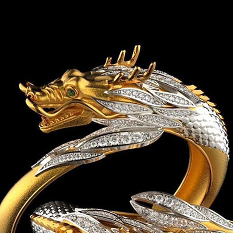 Hot Selling Exquisite Dragon Ring Fashion Myth Animal Carving Cool Ring Jewelry Ornament Accessories