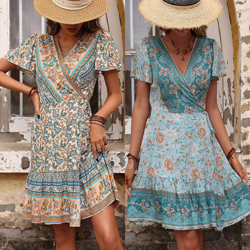 Women's Clothing Vintage Print Holiday One-piece Dress